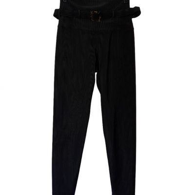 Beach Riot Sport Leggings Size Medium Black Ribbed Belted High Waist Sport Belt